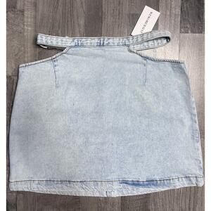 WeWoreWhat Denim Mini Skirt Women M Light Wash Belted Y2K Low Rise Bella Hadid